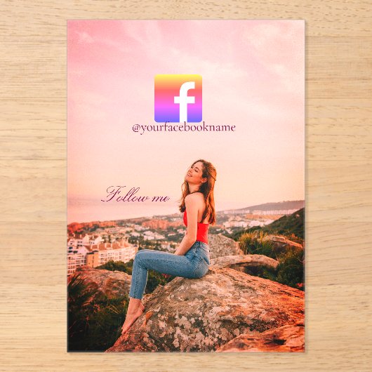 follow us facebook username social media photo  アクリル招待状 (正面)