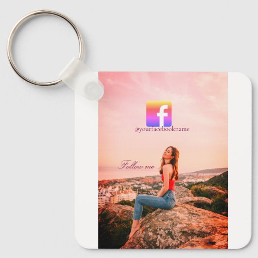 follow us facebook username social media photo  キーホルダー (正面)