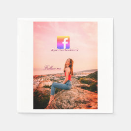 follow us facebook username social media photo  スタンダードカクテルナプキン