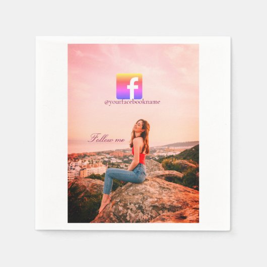 follow us facebook username social media photo  スタンダードカクテルナプキン (正面)