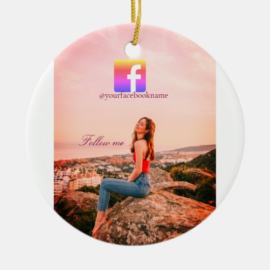 follow us facebook username social media photo  セラミックオーナメント (正面)