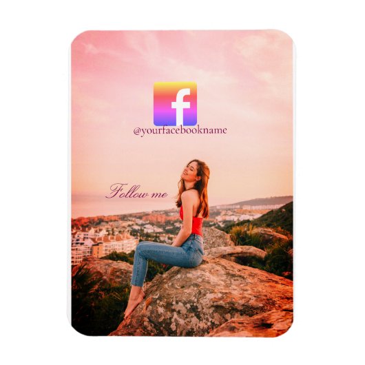 follow us facebook username social media photo マグネット (縦)