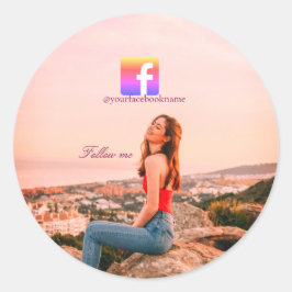 follow us facebook username social media photo  ラウンドシール