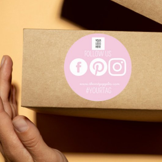 Follow Us Social Media small business Logo ラウンドシール