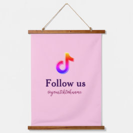 follow us tiktok username social media add QR text 吊り下げ型タペストリー