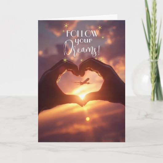 Follow Your Dream Airplane Heart Congratulation カード (正面)