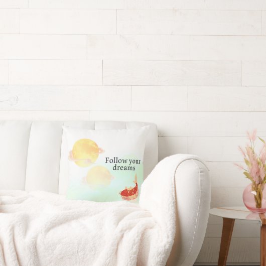Follow Your Dreams" Koi Fish Pillow | Inspirationa クッション (ソファ)