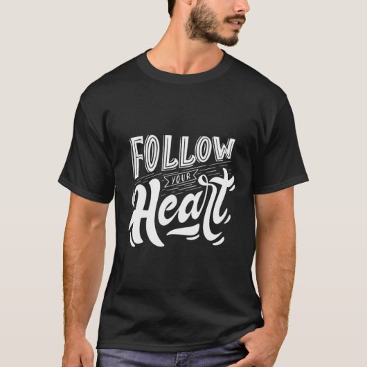 Follow Your Heart - Artistic Script Couples  Tシャツ (正面)