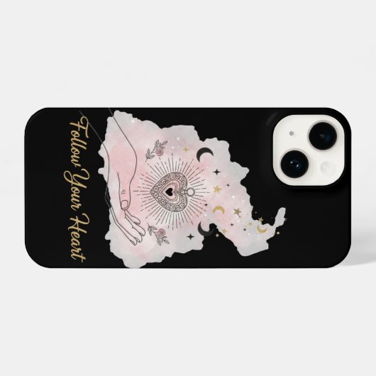 Follow Your Heart - Sacred Heart Celestial Magic iPhoneケース (裏面横)
