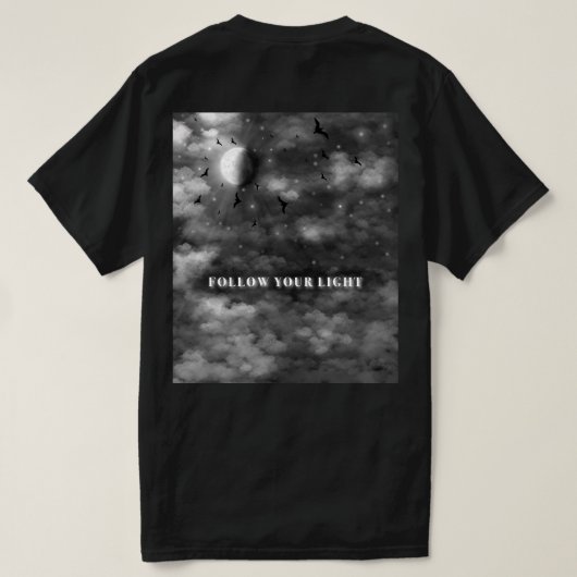 Follow Your Light | 雰囲気のある天体月とC Tシャツ (デザイン裏面)