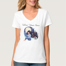 Follow Your Stars 天体をイメージした女性 アートプリント | 月 Tシャツ
