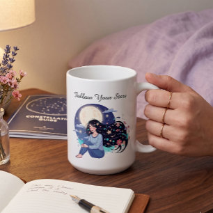 Follow Your Stars 天体を生きる女性 アートプリント   月 コーヒーマグカップ