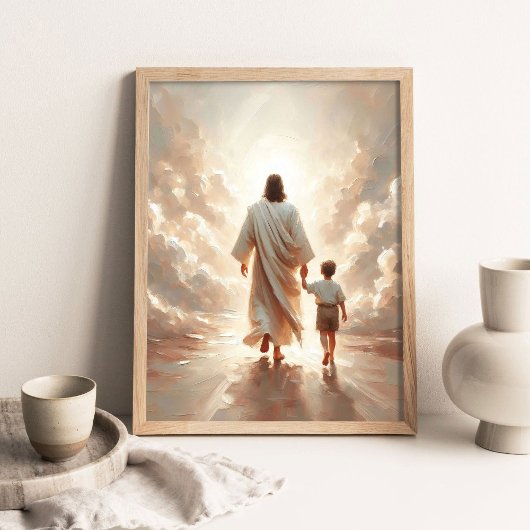 Following Him, Christian Painting, Jesus and Boy  ポスター