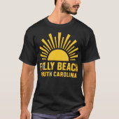 Folly Beach SC - Sunny Folly Beach South Carolina Tシャツ (正面)