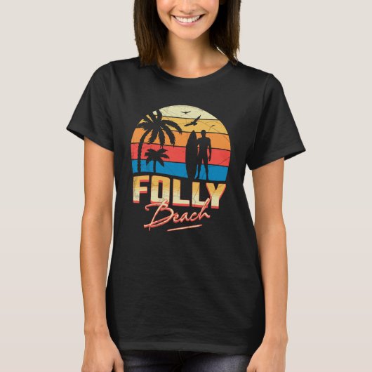 Folly Beach South Carolina Surfing Surf Summer Vac Tシャツ (正面)