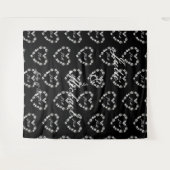 Fond de mariage personnalisable cœur noir et blanc タペストリー (正面(横))