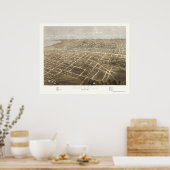 Fond Du Lac, WIパノラママップ – 1867 ポスター (キッチン)