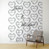 Fond mariage noir et blanc coeur floral タペストリー (インサイチュ)