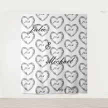 Fond mariage noir et blanc coeur floral