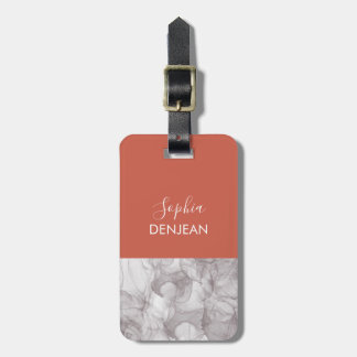 Fond terracotta élégant et marbre gris ラゲッジタグ