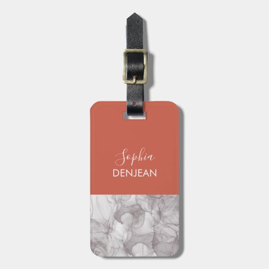 Fond terracotta élégant et marbre gris ラゲッジタグ (正面縦)