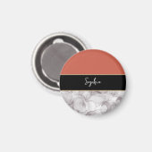 Fond terracotta élégant et marbre gris avec prénom マグネット (正面/裏面)