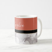 Fond terracotta et marbre avec prénom コーヒーマグカップ (正面右)
