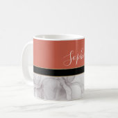 Fond terracotta et marbre avec prénom コーヒーマグカップ (正面左)