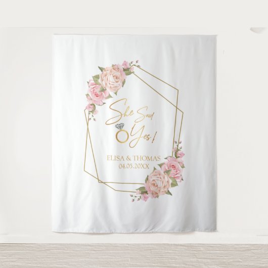 Fondo Floral Rosa Bridal Shower タペストリー (正面)