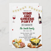 Fondue cheese wine party invitation 招待状 (正面/裏面)