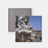 Fontana dei Quattro Fiumi, Piazza Navona，ローマ， マグネット (正面/裏面)