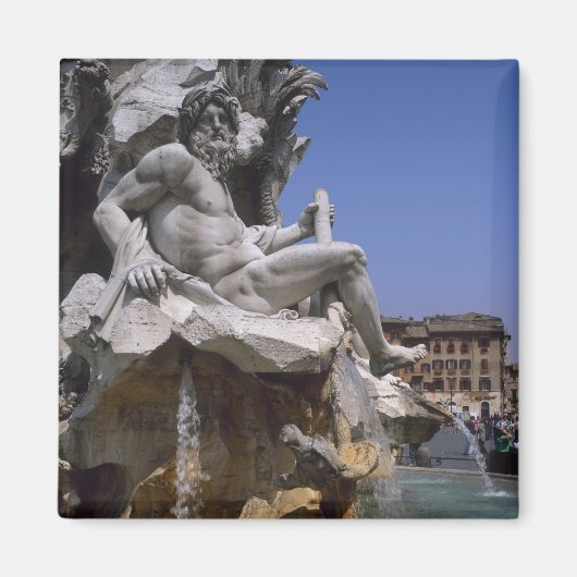 Fontana dei Quattro Fiumi, Piazza Navona，ローマ， マグネット (正面)