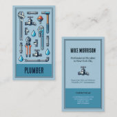 fontanero reparaciones herramientas vintage azul   名刺 (正面/裏面)