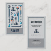 fontanero reparaciones herramientas vintage gris 名刺 (正面/裏面)