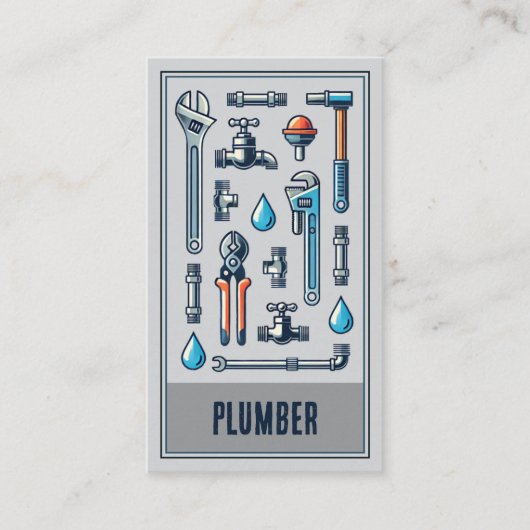 fontanero reparaciones herramientas vintage gris 名刺 (正面)