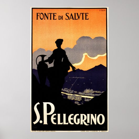 Fonte De Salute S. PELLEGRINO水とヴィンテージ ポスター (正面)