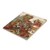 fooの犬およびドラゴンとのアジア場面 タイル (側面)