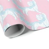 Foo Dog Waltz in Pink and Aqua ラッピングペーパー (ロールコーナー)