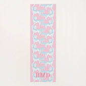 Foo Dog Waltz in Pink and Aqua Personalized ヨガマット (裏面)