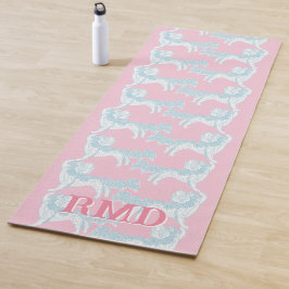 Foo Dog Waltz in Pink and Aqua Personalized ヨガマット