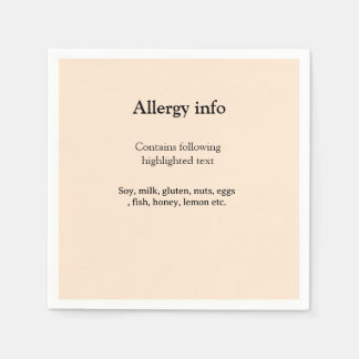 Food allergy alert add name text food items invita スタンダードカクテルナプキン