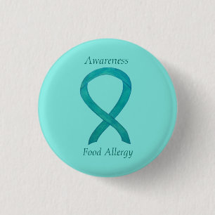 Food Allergy Awareness Green Ribbon Custom Art Pin 缶バッジ