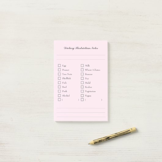 Food Allergy Checklist Sticky Notes for Kitchen ポストイット (デスク上)