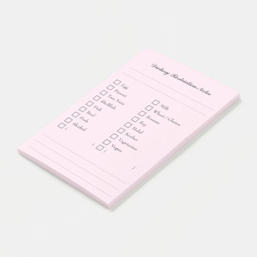Food Allergy Checklist Sticky Notes for Kitchen ポストイット (アングル)