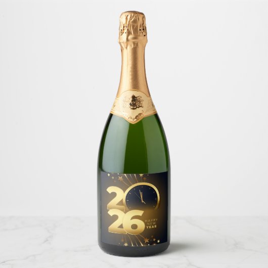 Food and Beverage Label Set-Happy New Year 2026 スパークリングワインラベル (正面)