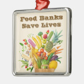 Food Banks Save Lives メタルオーナメント (左)