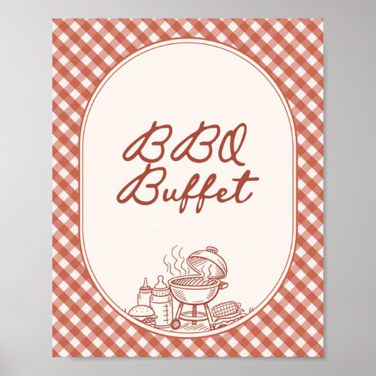 Food Buffet Baby Q BBQ Couples Baby Shower ポスター (正面)