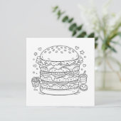 Food Burger Coloring Page Black White Card カード (スタンド正面)