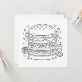 Food Burger Coloring Page Black White Card カード (正面/裏面インサイチュ)