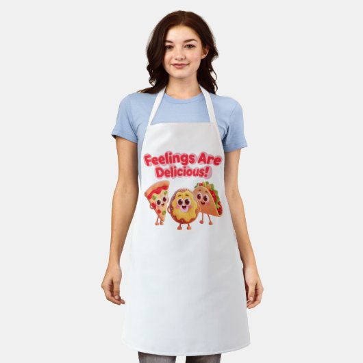 Food Cartoon Apron – Fun Kitchen Cooking Gift エプロン (着用した状態)